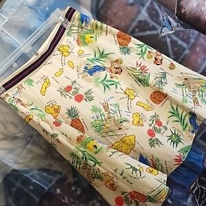 J. Crew Cream Tropical Print A-Line Skirt